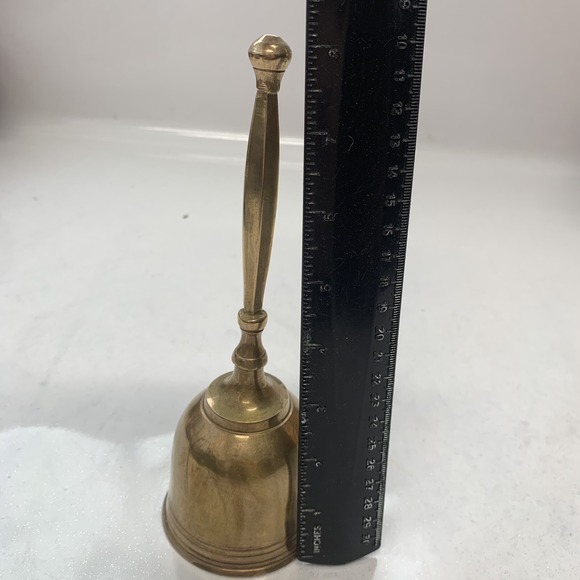 Vintage Brass School Bell Tall Handle Chime Teacher Boho Decor Dinner - Picture 7 of 8